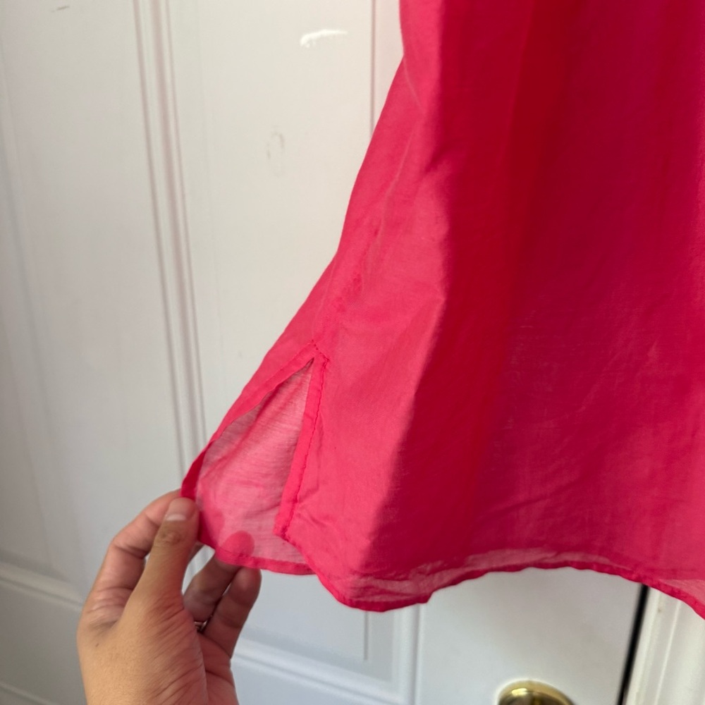 BASLER pink sheer cotton silk long sleeve button up boxy oversized shirt - Picture 4 of 7